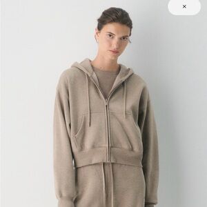 Aritzia TNA Sweatfleece Taupe/ Pink Hoodie